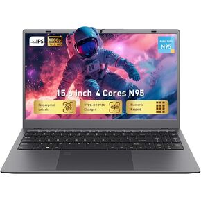 15.6" FHD IPS Laptop Computer-12GB RAM 256GB SSD 4-Core N95 (Beats 6500Y,8100Y) Notebook with Fingerprint, Numeric Keypad, Dual Type-C for Business Work, School Online Class, Daily Use -WiFi 5, BT5.0 in Saudi Arabia