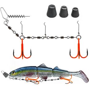 9KM DWLIFE Stinger Hooks Stinger Rig Treble Hooks with Sinker Weight Soft Bait Swimbait Predator Fishing Rig with Straight/Angled Threaded Needle for Pike, Walleye, Musky, Ice Fishing & Dead Bait in Saudi Arabia
