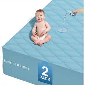 عبوتان من ملاءات سرير الأطفال المقاومة للماء - ملاءات سرير أطفال ملائمة من القطن مقاس 24 × 38، ملاءات حماية مرتبة سرير الأطفال، ملاءات سرير ناعمة، ملاءات سرير صغيرة قابلة للغسل، محايدة للأولاد والبنات والأطفال الصغار (أبيض، 24 × 38 بوصة) in Kuwait