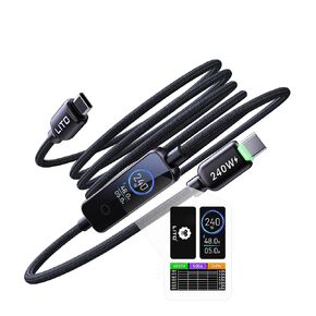 LITO 240W USB C to USB C Cable with TFT Color Screen, PD 3.1 Fast Charging Premium 48-Strand Nylon Braided Cord Compatible with iPhone 17/16/15, MacBook, Laptop,Tablet, Galaxy, Pixel, Steam Deck,4ft in Kuwait