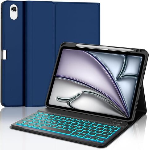 for iPad Air 11 Inch Case with Keyboard, Detachable Bluetooth Keyboard Case with Pencil Holder, 7-Color Backlit, Folio Cover for iPad Air 11" M3/M2 (2025/2024) (Yellow) in Saudi Arabia