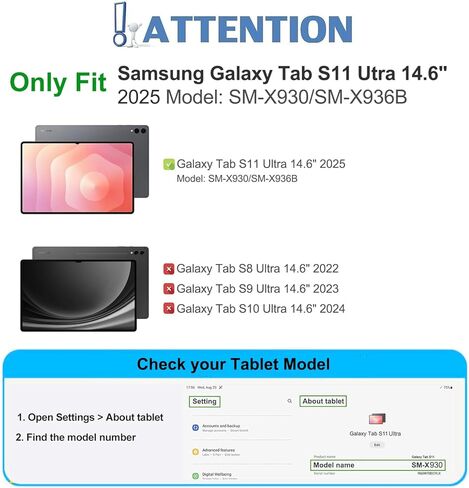 Touchpad Keyboard Case for Samsung Galaxy Tab S11 Ultra 14.6 Inch 2025 Tablet SM-X936B/ SM-X930, 7 Color Rainbow Backlight Detachable Bluetooth Trackpad Keyboard Folio Cover with S Pen Holder in Saudi Arabia