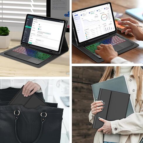 Touchpad Keyboard Case for Samsung Galaxy Tab S11 Ultra 14.6 Inch 2025 Tablet SM-X936B/ SM-X930, 7 Color Rainbow Backlight Detachable Bluetooth Trackpad Keyboard Folio Cover with S Pen Holder in Saudi Arabia