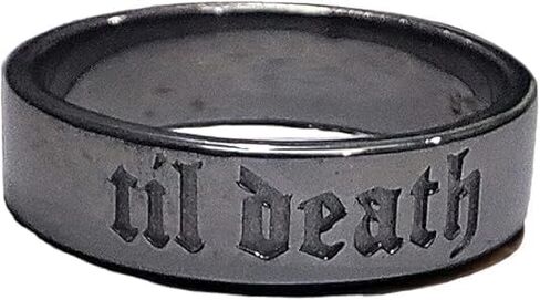 6mm Til Death Black Rhodium Ring in Saudi Arabia
