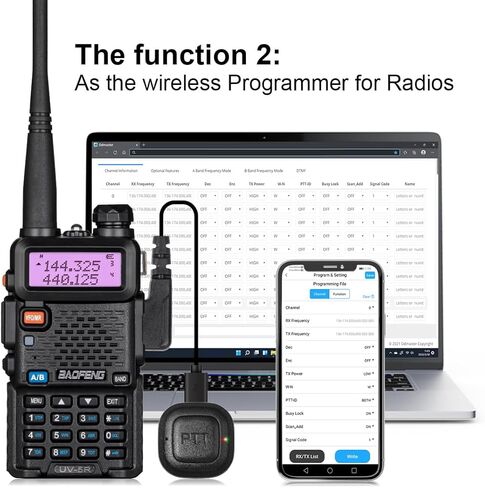 TIDRADIO Wireless Programmer for Baofeng Radio 5RM, UV-5R, UV-5G Plus,APP & PC Programmable/Bluetooth PTT Button with MIC for TD-H3 Plus/TD-H9 & 4th Gen TD-H8, for ODmaster APP Talking, 3-in-1 in Saudi Arabia