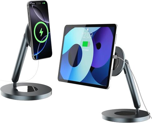 Nillkin SnapBranch Pro Magnetic Charging Stand for iPad Pro M5,M4, Air M2 M3, Wireless Charging for iPhone 17 Pro Max/16 Pro, Aluminum Alloy Tablet Holder Mount, Adjustable Desk Stand Charging Station in Saudi Arabia