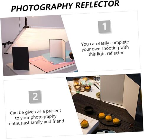 Homoyoyo 2pcs A4 عاكسات ضوء من الورق المقوى قابلة للطي لإضاءة الكاميرا، لوحات عاكسة للصور المحمولة للتصوير الفوتوغرافي للأغذية والمنتجات والاستوديو والاستخدام في الهواء الطلق in Kuwait