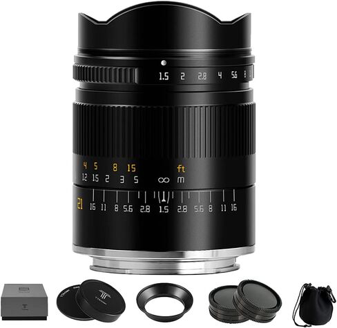 عدسة كاميرا TTArtisan 21 مم F1.5 APSH بإطار كامل بزاوية واسعة للغاية وتركيز يدوي ثابت لكاميرا Sony E Mount بدون مرآة باللون الأسود in Saudi Arabia