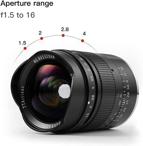 عدسة كاميرا TTArtisan 21 مم F1.5 APSH بإطار كامل بزاوية واسعة للغاية وتركيز يدوي ثابت لكاميرا Sony E Mount بدون مرآة باللون الأسود in Saudi Arabia