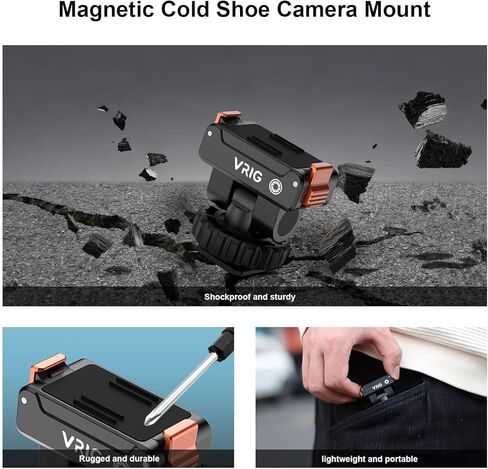 VRIG حامل مغناطيسي سريع الفك لـ DJI Osmo Action 6 / Osmo Nano، محول حذاء بارد بزاوية قابلة للتعديل وقاعدة واجهة خيط 1/4 بوصة متوافقة مع حامل ثلاثي القوائم، ملحقات الحذاء الساخن لكاميرا DSLR، AC-36 in Kuwait
