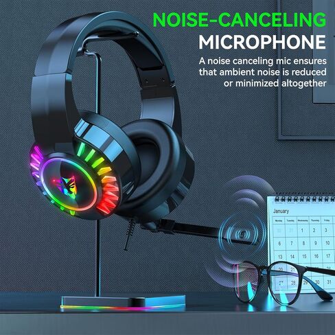 Gaming Headset with Microphone,Label high-end USB 7.1 Interface Over-Ear Stereo Sound Headphones with Mic for PC, Tablet, Computer Gamers U300 in Saudi Arabia