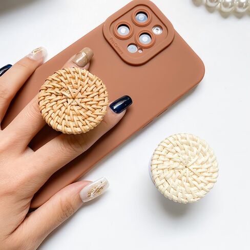 Phone Ring Holder Phone Grip Cell Phone Stand Cell Phone Holder Universal Collapsible Rattan Weaving Phone Grip and Phone Stand for Phones and Tablets Pack of 2 in Saudi Arabia