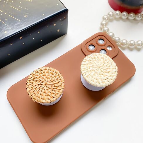 Phone Ring Holder Phone Grip Cell Phone Stand Cell Phone Holder Universal Collapsible Rattan Weaving Phone Grip and Phone Stand for Phones and Tablets Pack of 2 in Saudi Arabia