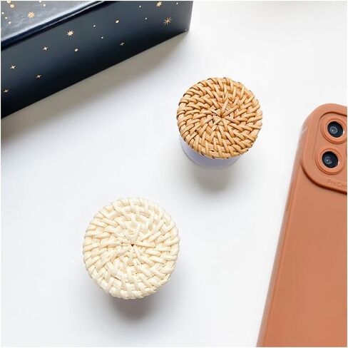 Phone Ring Holder Phone Grip Cell Phone Stand Cell Phone Holder Universal Collapsible Rattan Weaving Phone Grip and Phone Stand for Phones and Tablets Pack of 2 in Saudi Arabia