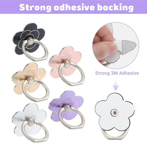 Ouligay 5PCS Flower Phone Ring Holder Grip Cute Metal Phone Ring Stand 360° Rotating and 180°Angle Adjustable Ring Holder for Phone Case Smartphones in Kuwait