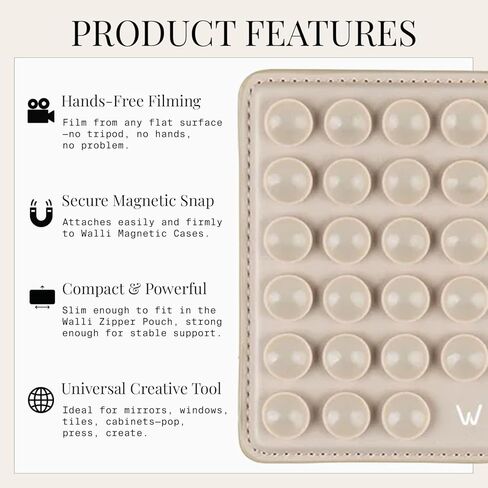 Walli Suction Cup Phone Mount, Silicone Sticky Grip Accessory for iPhone, Strong Suction Phone Holder for Hands-Free Use-Beige in Saudi Arabia