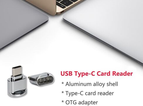 قارئ بطاقات Goshyda USB من النوع C، محول قارئ بطاقات ذاكرة فلاش TF من سبائك الألومنيوم OTG، التوصيل والتشغيل in Kuwait