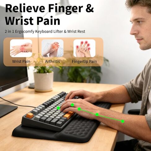 Wrist Rest with Keyboard Stand, Memory Foam Computer Keyboard Wrist Support Pad, Soft Ergonomic Desk Cushion Hand Rest for Office Home School in Saudi Arabia