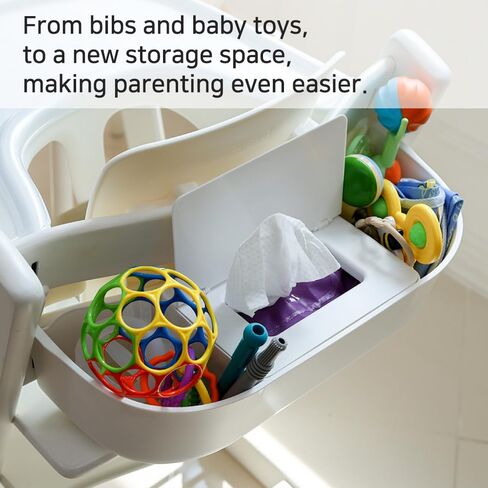منظم تخزين Stokke Tripp Trapp، أبيض - جيب خلفي للكرسي العالي مع حجرة للمناديل المبللة، سهل التركيب، مادة PP متينة in Kuwait