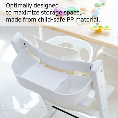 منظم تخزين Stokke Tripp Trapp، أبيض - جيب خلفي للكرسي العالي مع حجرة للمناديل المبللة، سهل التركيب، مادة PP متينة in Kuwait