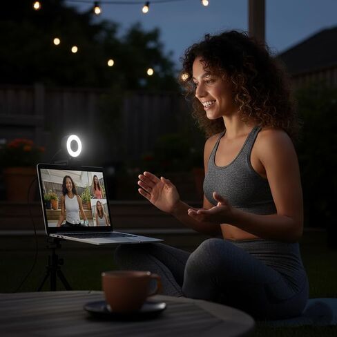 StreamLED HD USB Webcam with Adjustable LED Ring Light & Digital Mic – 720p Web Cam for Streaming, Zoom Meetings, Video Calls, Conferencing, Online Classes & Remote Work Setup in Saudi Arabia