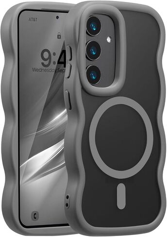 حافظة UEEBAI مغناطيسية لهاتف Samsung Galaxy Z Flip 5/Z Flip 6/7 FE، متوافقة مع MagSafe، تصميم إطار مموج شفاف وشفاف، غطاء حافة ناعم غير لامع مقاوم للصدمات - وردي in Saudi Arabia