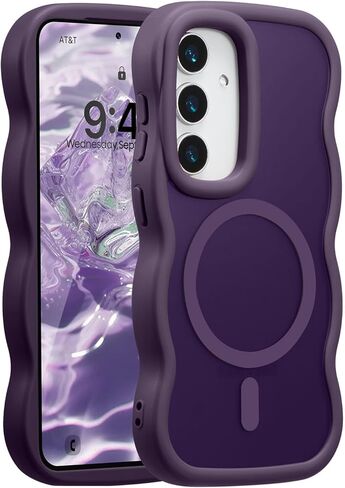 UEEBAI Magnetic for Samsung Galaxy Z Flip 5/Z Flip 6/7 FE Case, Compatible with MagSafe, Transparent Clear Wave Frame Design Soft Edge Cover Matte Shockproof Phone Case- Pink in Saudi Arabia