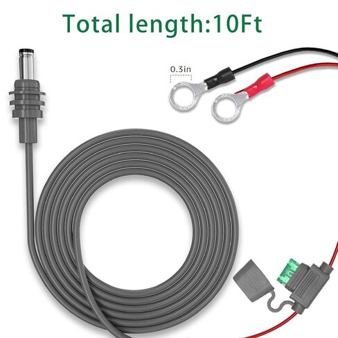 لكابل شحن Starlink Mini O-Ring DC، كابل بطارية مباشر عالي التحمل بطول 10 أقدام مع حامل مصهر، 18AWG مقاوم للطقس لملحقات مصدر الطاقة Starlink Mini، RV، القارب، الاستخدام خارج الشبكة in Kuwait