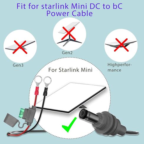 لكابل شحن Starlink Mini O-Ring DC، كابل بطارية مباشر عالي التحمل بطول 10 أقدام مع حامل مصهر، 18AWG مقاوم للطقس لملحقات مصدر الطاقة Starlink Mini، RV، القارب، الاستخدام خارج الشبكة in Kuwait
