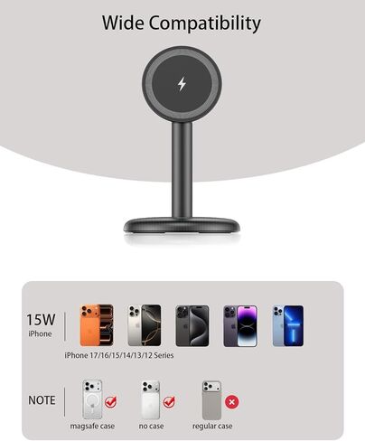 Magnetic Wireless Charger for iPhone, Fast Mag-Safe Charger Stand, Magnet Charger for iPhone 17/16/15/14/13 Series in Saudi Arabia