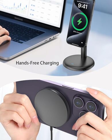 Magnetic Wireless Charger for iPhone, Fast Mag-Safe Charger Stand, Magnet Charger for iPhone 17/16/15/14/13 Series in Saudi Arabia