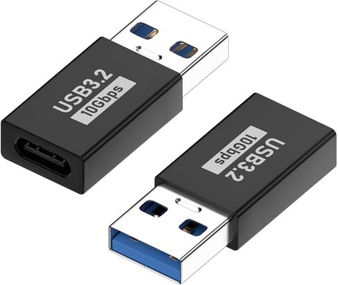محول USB C ذكر إلى USB 3.2 أنثى، ومحول USB-C إلى USB-A [عبوة من قطعتين] للشحن ونقل البيانات بسرعة 10 جيجابت في الثانية وOTG - أسود in Kuwait