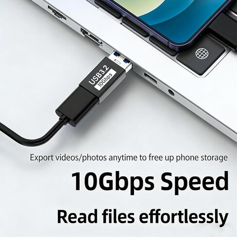 محول USB C ذكر إلى USB 3.2 أنثى، ومحول USB-C إلى USB-A [عبوة من قطعتين] للشحن ونقل البيانات بسرعة 10 جيجابت في الثانية وOTG - أسود in Kuwait