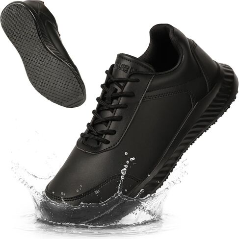 Furuian Non Slip Work Shoes for Men Waterproof Food Service Kitchen Chef Restaurant Walking Sneakers All Black Slip Resistant Work Shoes for Men in Saudi Arabia