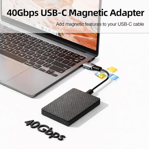 محول USB C مغناطيسي (I-Shape PD3.1 240W)، موصل USB4.0 من النوع C مع شحن PD ونقل بيانات بسرعة 40 جيجابت في الثانية، متوافق مع MacBook Pro/Air iPad Pro والمزيد من أجهزة USB C in Kuwait