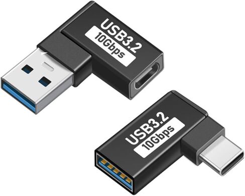 محول USB C ذكر إلى USB 3.2 أنثى، ومحول USB-C إلى USB-A [عبوة من قطعتين] للشحن ونقل البيانات بسرعة 10 جيجابت في الثانية وOTG - أسود in Kuwait