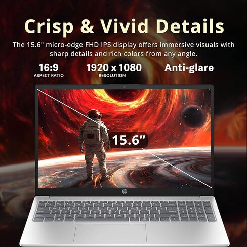 كمبيوتر محمول HP 15.6 بوصة FHD، AMD Ryzen 7 5825U، ذاكرة وصول عشوائي DDR4 سعة 16 جيجابايت، 1 تيرابايت SSD، رسومات AMD Radeon، لوحة مفاتيح رقمية، مساعد طيار، كاميرا عالية الدقة، Wi-Fi 6، Windows 11 Home، فضي (متجدد) in Kuwait