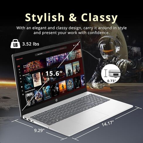 كمبيوتر محمول HP 15.6 بوصة FHD، AMD Ryzen 7 5825U، ذاكرة وصول عشوائي DDR4 سعة 16 جيجابايت، 1 تيرابايت SSD، رسومات AMD Radeon، لوحة مفاتيح رقمية، مساعد طيار، كاميرا عالية الدقة، Wi-Fi 6، Windows 11 Home، فضي (متجدد) in Kuwait