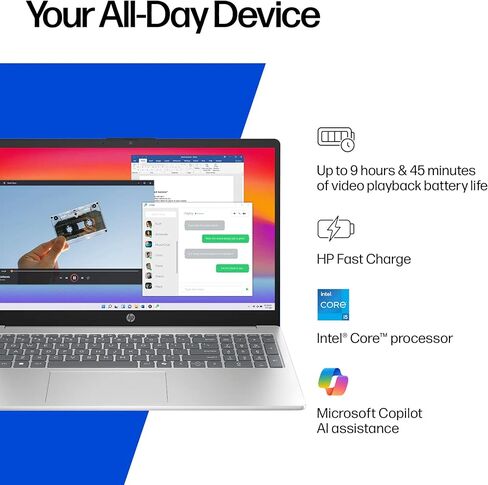 كمبيوتر محمول HP مقاس 15.6 بوصة بدقة FHD، ونظام التشغيل Windows 11 Pro، وMS Office مجانًا مدى الحياة • برنامج Copilot AI، ومعالج Intel 8 Core i3-N305، وذاكرة وصول عشوائي سعة 32 جيجابايت، ومحرك أقراص SSD سعة 1 تيرابايت، للأعمال والمنزل والطلاب ولوحة أرقام  in Kuwait