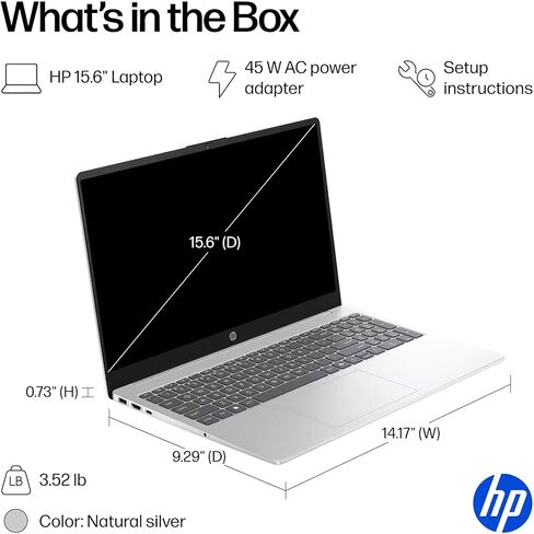 كمبيوتر محمول HP مقاس 15.6 بوصة بدقة FHD، ونظام التشغيل Windows 11 Pro، وMS Office مجانًا مدى الحياة • برنامج Copilot AI، ومعالج Intel 8 Core i3-N305، وذاكرة وصول عشوائي سعة 32 جيجابايت، ومحرك أقراص SSD سعة 1 تيرابايت، للأعمال والمنزل والطلاب ولوحة أرقام  in Kuwait