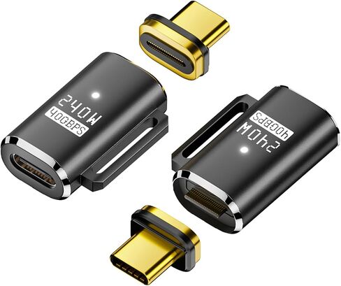 محول USB C مغناطيسي (I-Shape PD3.1 240W)، موصل USB4.0 من النوع C مع شحن PD ونقل بيانات بسرعة 40 جيجابت في الثانية، متوافق مع MacBook Pro/Air iPad Pro والمزيد من أجهزة USB C in Kuwait