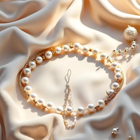 1Pc White Phone Lanyard, Metal Chain, Pearl Beaded Phone Charms, Universal Anti Lost Chain, Wrist Strap, Decorations Charm Keychain Accessories in Saudi Arabia