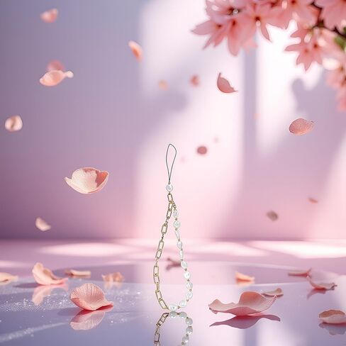 1Pc White Phone Lanyard, Metal Chain, Pearl Beaded Phone Charms, Universal Anti Lost Chain, Wrist Strap, Decorations Charm Keychain Accessories in Saudi Arabia