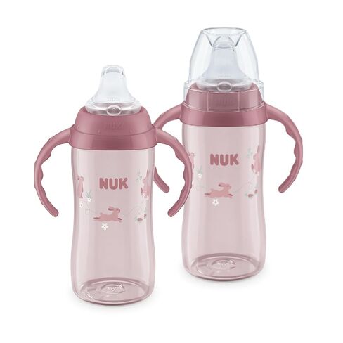 NUK First Choice كأس المتعلم الكبير 2.0، 10 أونصة. كوب مضاد للانسكاب بمقابض، مقاوم للانسكاب، كوب بقشة ناعم مانع للتسرب، عبوتان in Saudi Arabia
