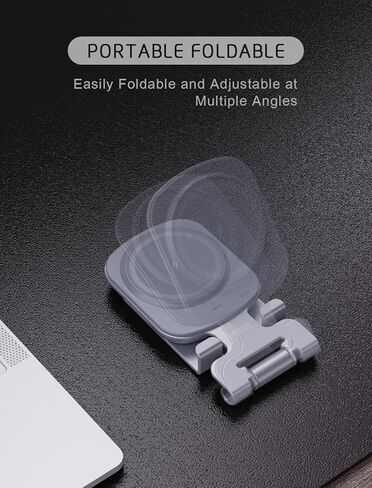 شاحن لاسلكي مغناطيسي لهاتف iPhone 16/15/14/13/12 حامل شاحن آمن PD15W USB C، شحن لاسلكي سريع مزدوج الجوانب دوار قابل للتعديل لهاتف iPhone/AirPods 2/3/Pro 2 in Kuwait