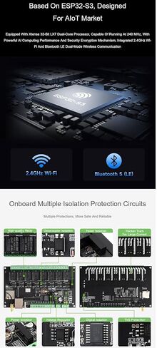 Industrial 8-Channel ESP32-S3 WiFi Relay Module, Built-in Xtensa 32-bit LX7 Dual-core Processor, Onboard Isolated CAN Interface, PoE Ethernet Port @XYGStudy (ESP32-S3-POE-ETH-8DI-8RO-C) in Saudi Arabia