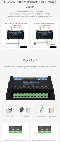 Industrial 8-Channel ESP32-S3 WiFi Relay Module, Built-in Xtensa 32-bit LX7 Dual-core Processor, Onboard Isolated CAN Interface, PoE Ethernet Port @XYGStudy (ESP32-S3-POE-ETH-8DI-8RO-C) in Saudi Arabia