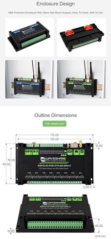 Industrial 8-Channel ESP32-S3 WiFi Relay Module, Built-in Xtensa 32-bit LX7 Dual-core Processor, Onboard Isolated CAN Interface, PoE Ethernet Port @XYGStudy (ESP32-S3-POE-ETH-8DI-8RO-C) in Saudi Arabia
