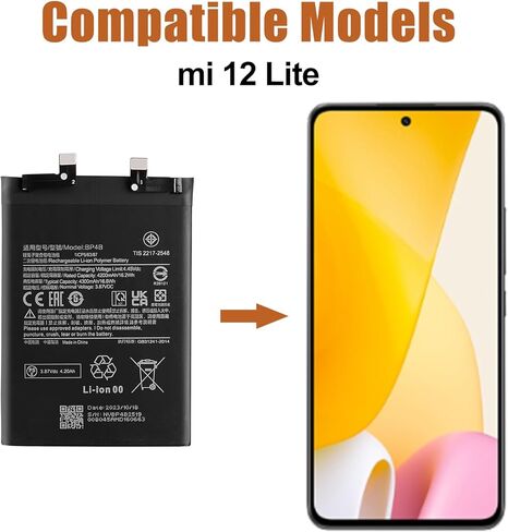 Duotipa New Replacement Battery BP4B for Xiaomi 12 Lite 2203129G with Repair Tools Kit in Saudi Arabia