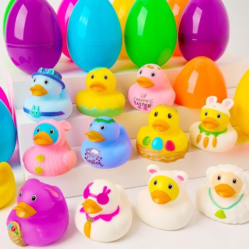 12 قطعة من بيض عيد الفصح المملوء مسبقًا من Joyin مع البط المطاطي، وحشو سلة البط لعيد الفصح للأطفال الصغار والرضع، وألعاب حوض الاستحمام، وصيد بيض عيد الفصح، وجوائز الفصل الدراسي للأطفال in Kuwait
